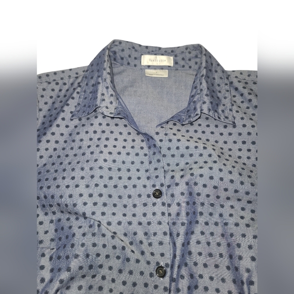 NWOT  Van Heusen Blue Poka Dot Short-sleeved Button-down Blouse Size Small - Picture 7 of 11